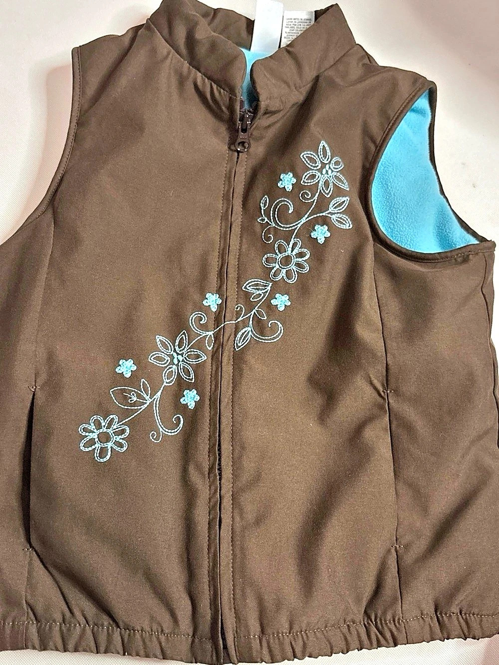 Carter's Embroidered Vest Brown & Blue Girls 4T